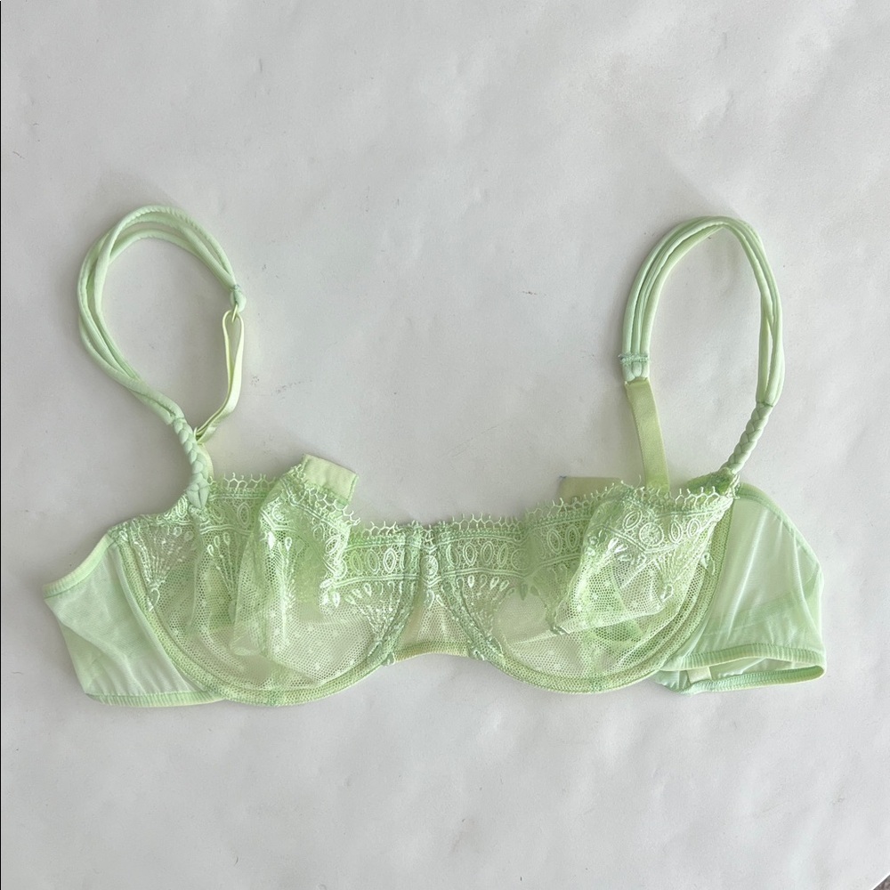 Andres Sarda Mint Green Lace Romantic Balconette Bra 38 B/C $200